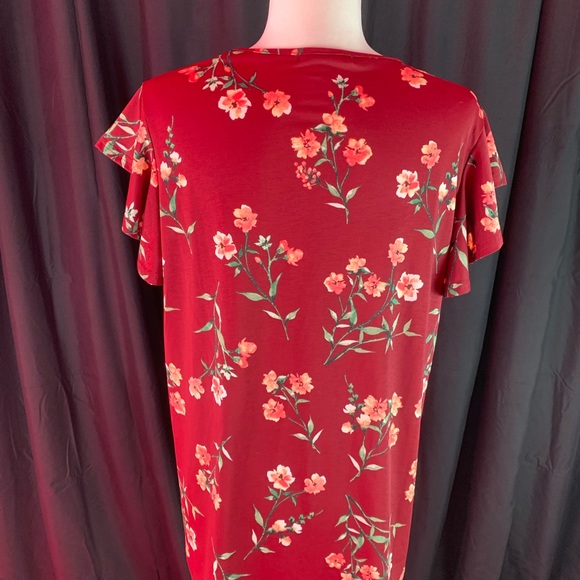 Maroon floral butterfly sleeve shirt XXL - Picture 4 of 8